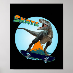 Poster Rapazes Fixe Patinação T Rex Dinossauro Skate
