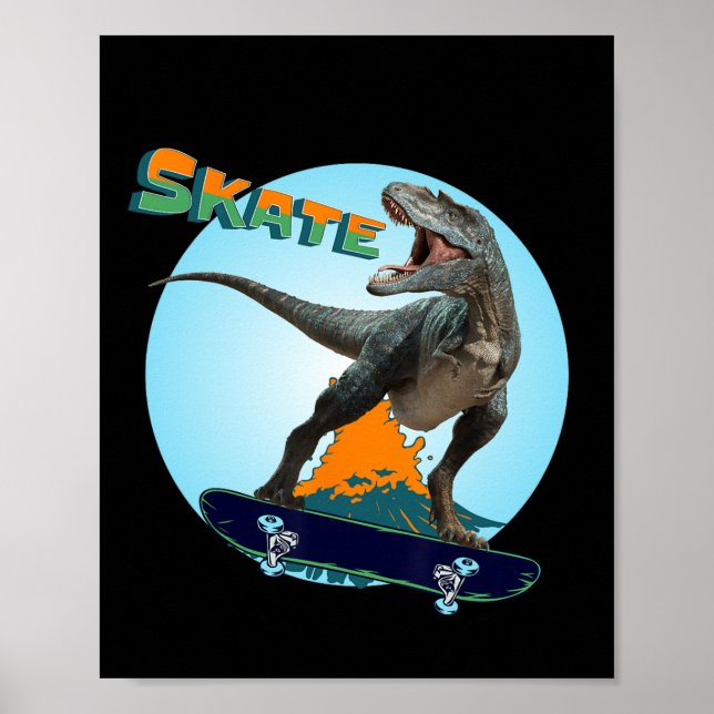 Poster Rapazes Fixe Patinação T Rex Dinossauro Skate (Frente)