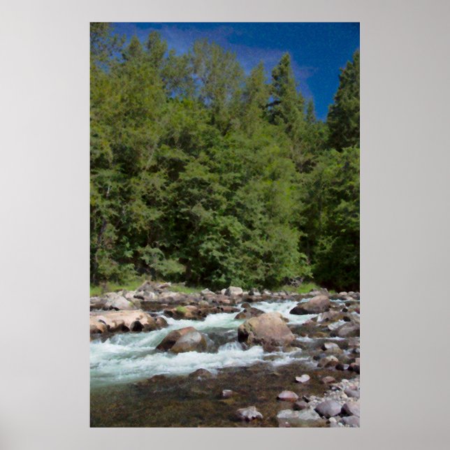 Poster Rapids do rio Watercolor (Frente)