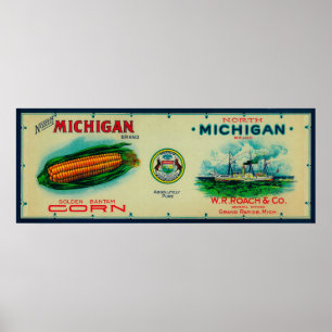 Póster Rapids nortes de LabelGrand do milho de Michigan,