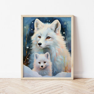 Poster Raposa Ártica de Inverno Nevado Arte Moderna