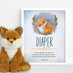 Poster Raposa-Bebê-Cuja-fralda de inverno é neve