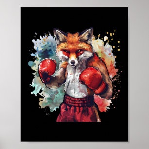 Poster Raposa Boxeadora Com Luvas de Boxe Kickboxing Dive