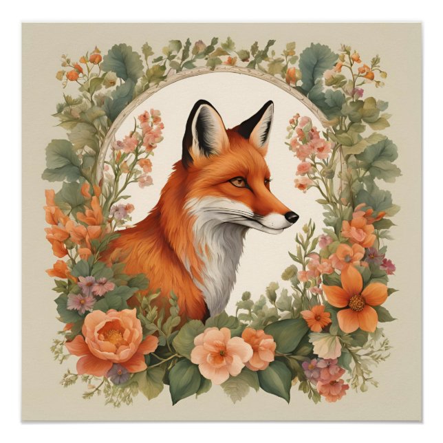 Póster Raposa Cottagecore (Frente)