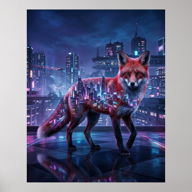 Poster Raposa da Cidade Neon Mirage (Frente)