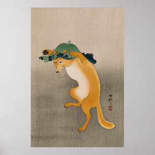 Poster Raposa dançarina de Ohara Koson