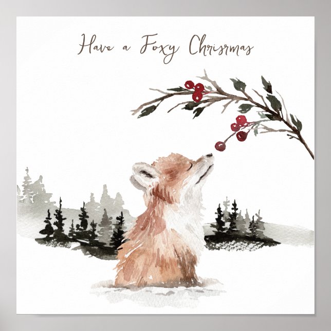 Poster Raposa de Animais de Natal (Frente)