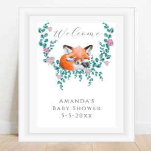 Poster Raposa de aquarela em chá de fraldas de boas-vinda