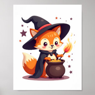 Poster Raposa de Bruxa Fofa � Camiseta Mágica de Animal d