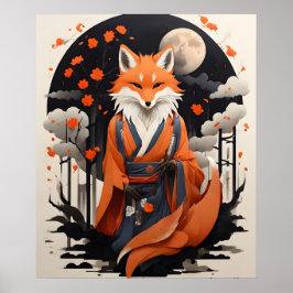 Poster Raposa Eetérea na Noite de Lua
