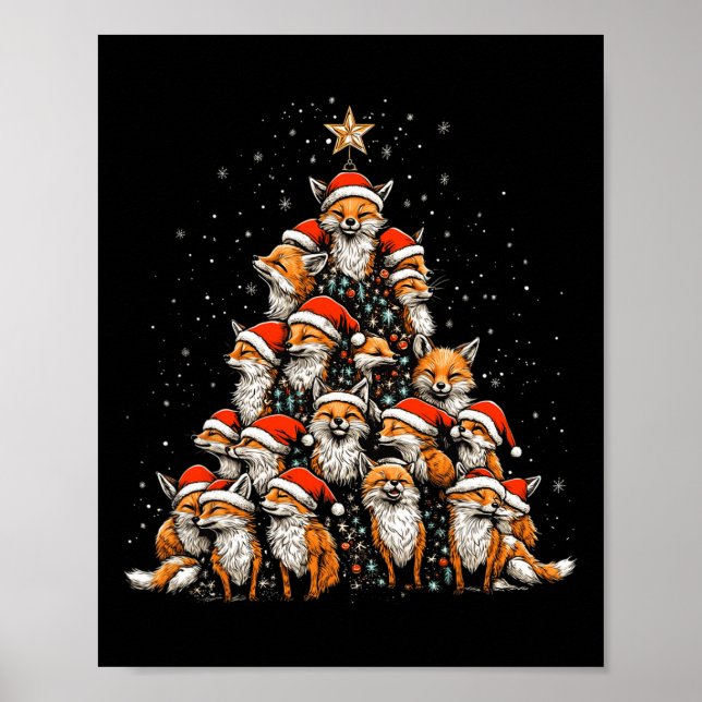 Poster Raposa Engraçada Árvore de Natal Raposas Xmas Rapo (Frente)