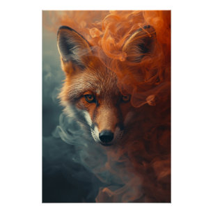 Póster Raposa Etérea na Fumaça e Névoa – Poster Místico