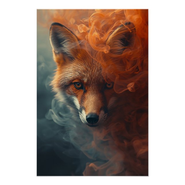 Póster Raposa Etérea na Fumaça e Névoa – Poster Místico (Frente)