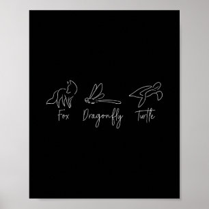 Poster Raposa Libélula Tartaruga Trump Meme Minimalista