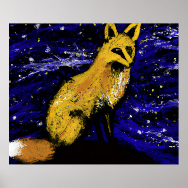 POSTER RAPOSA NOTURNA ESTRELADA I | OLHAR CURIOSO (Frente)