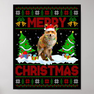 Poster Raposa Suéter de Natal Feio Engraçado Raposa Anima