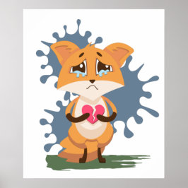 Poster Raposa Triste com Coração Quebrado