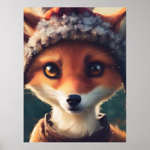 Poster Raposa Vermelha Adorável