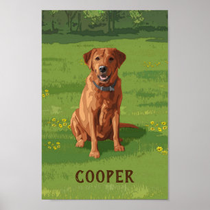 Poster Raposa Vermelha Amarelo Labrador Cão de Retriever