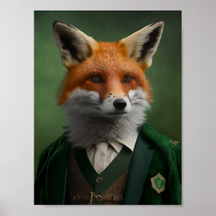 Poster Raposa Vermelha em uma Rua Verde.