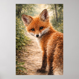 Poster Raposa Vermelha Filhote Animal Silvestre