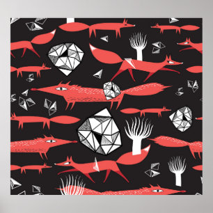 Poster Raposa Vermelha: Fundo Escuro Invisível.