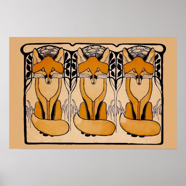 Poster Raposas art nouveau (Frente)
