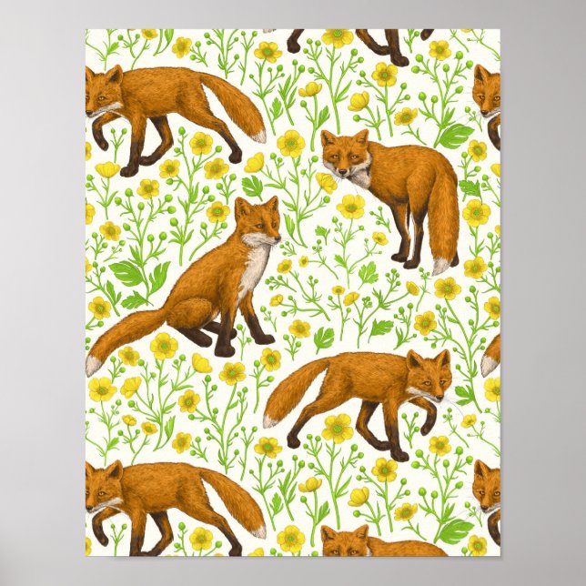 Poster Raposas e ampolas em branco natural (Frente)