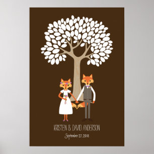 Póster Raposas lunáticas que Wedding a árvore da