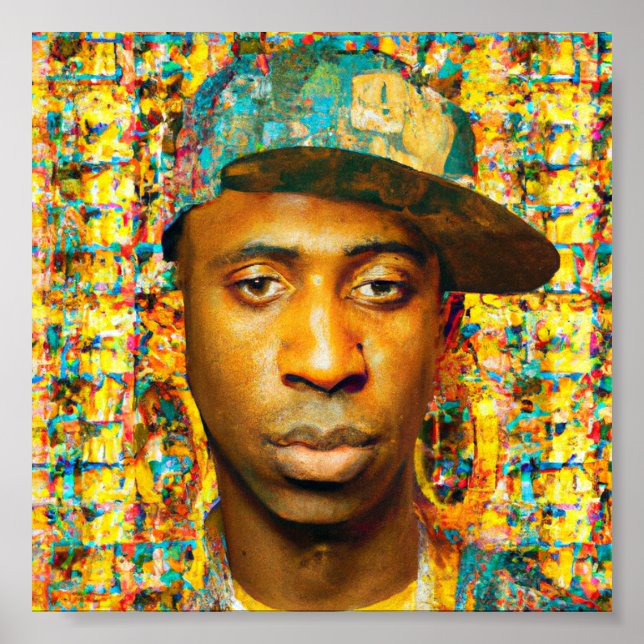 Poster rapper de colagem dourada (Frente)