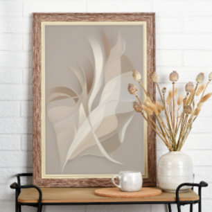 Poster "Rapsódia Emplumada" Arte Abstrata Bege