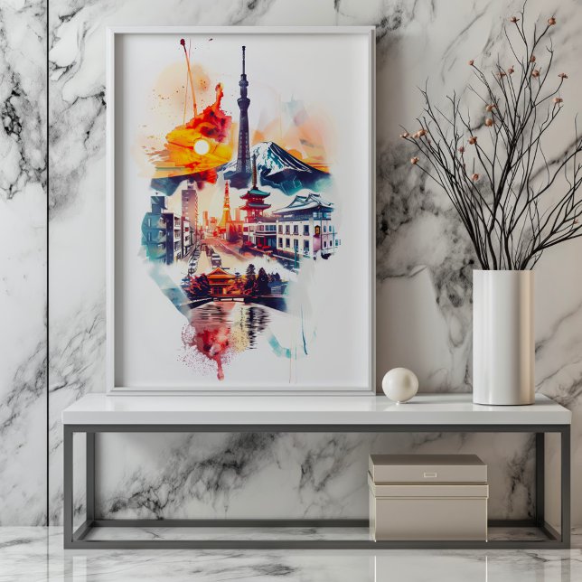 Poster Rapsódia Radiante: Torre de Tóquio e Mont Fuji (Criador carregado)