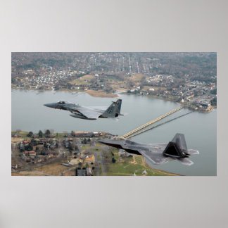 Póster Raptor F-22 e Águia F-15