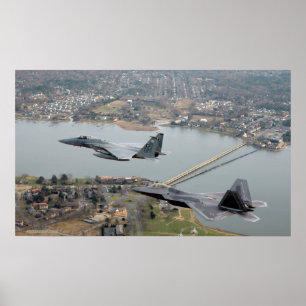 Póster Raptor F-22 e F-15 Eagle