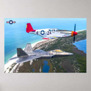 Poster Raptor P-51B MUSTANG e F-22A
