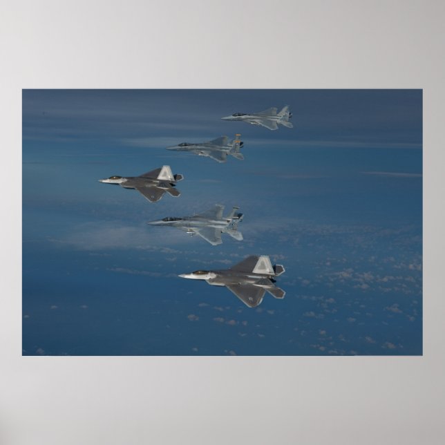 Póster Raptores F-22 e F-15 Águias (Frente)