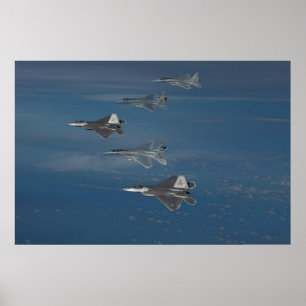 Póster Raptores F-22 e F-15 Eagles
