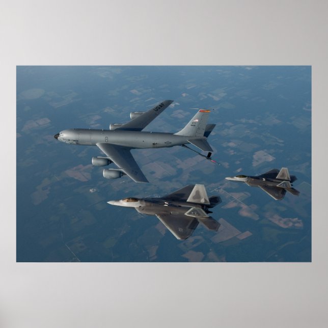 Póster Raptores F-22 e KC-135 Stratotanker (Frente)
