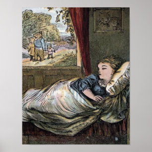 Póster Rapunzel não, Goldilocks Adormecida na Cama do Urs