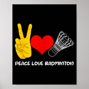 Poster Raquete de Badminton Esporte Coração Golpes Amor 