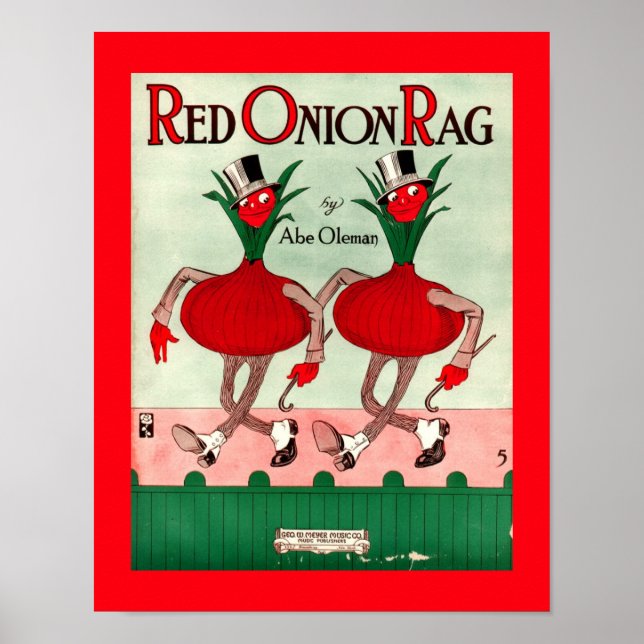 Póster Rare Vintsheet Music Cobrir Copy RED ONION RAG (Frente)