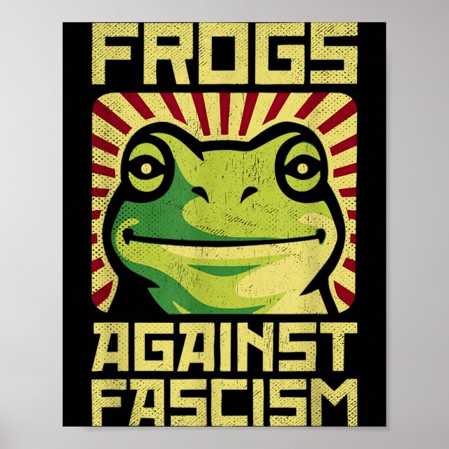 Poster Rãs Contra o Fascismo Protestam Democracia Frogtif (Frente)