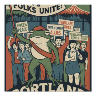Póster Rãs e Pessoas Unidas – Cartaz de Solidariedade de