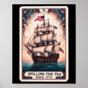 Poster Rasgando O Chá Desde 1773 Tarot Card 4 De Julho