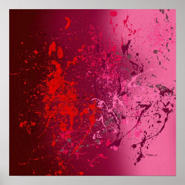 Poster Raspberry Flurry: Abstract spatter art (Frente)