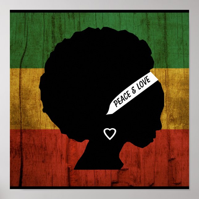 Poster Rasta Mulher: Paz e Amor (Frente)