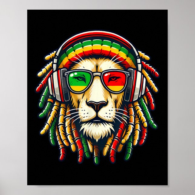 Poster Rasta Reggae Music Lion Jamaica (Frente)