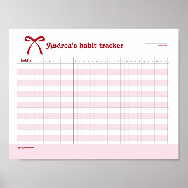 Poster Rastreador de Hábitos Personalizado Arco Rosa  (Frente)