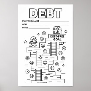 Poster Rastreador de Nível de Dívida Divertida Motivacion