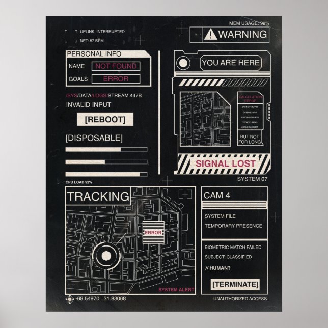 Poster Rastreamento - Design de Streetwear Techno-Brutali (Frente)